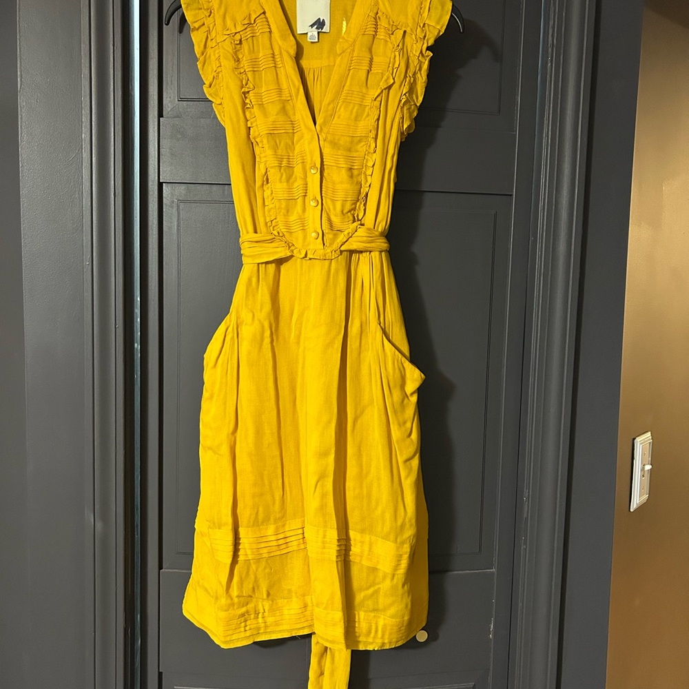 Anthropologie Odille mustard yellow dress